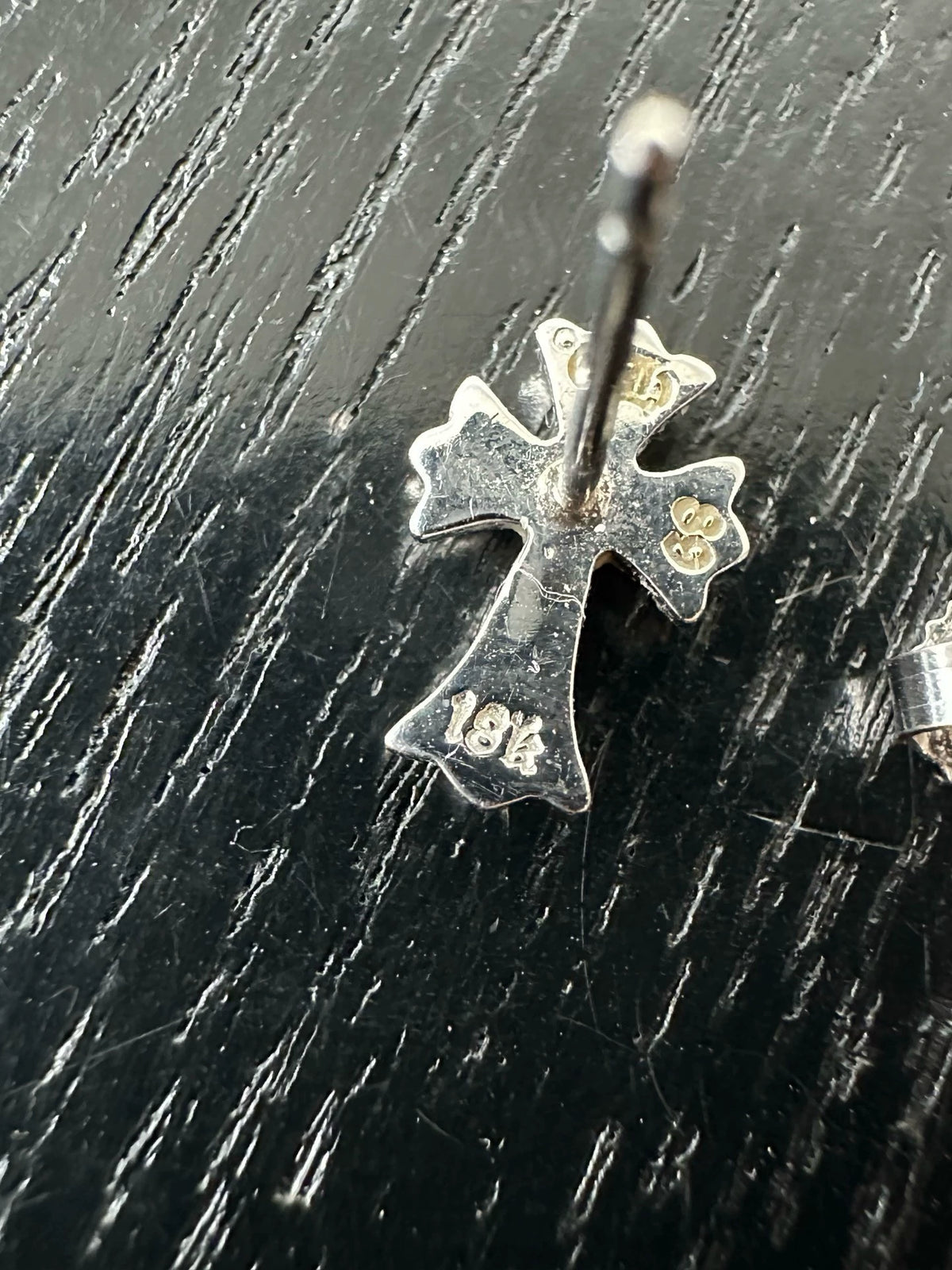 Chrome Hearts 18k White Gold Diamond Cross Earrings