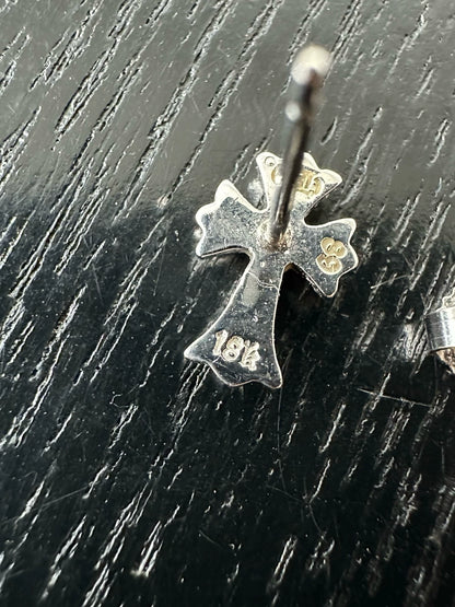 Chrome Hearts 18k White Gold Diamond Cross Earrings