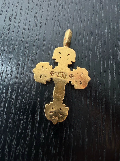 Chrome Hearts 22k Gold Flame Cross Pendant