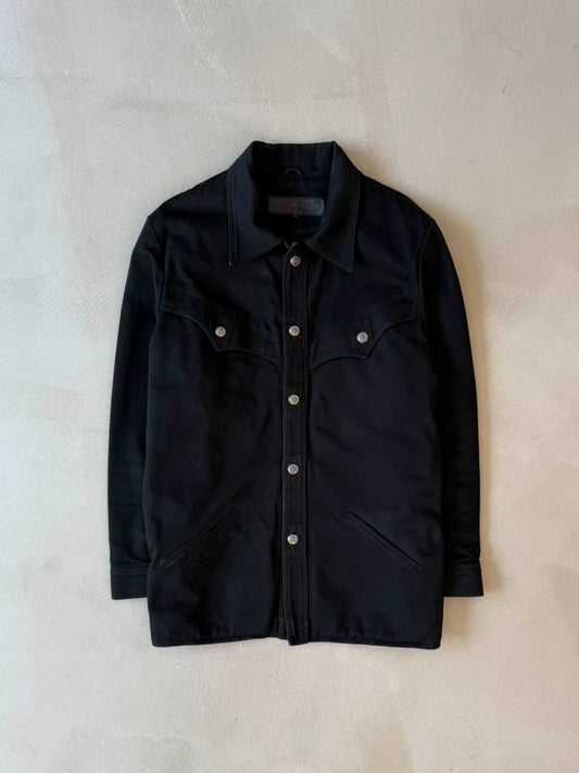 Chrome Hearts Mid-Length Denim Jacket/Coat with Silver Buttons