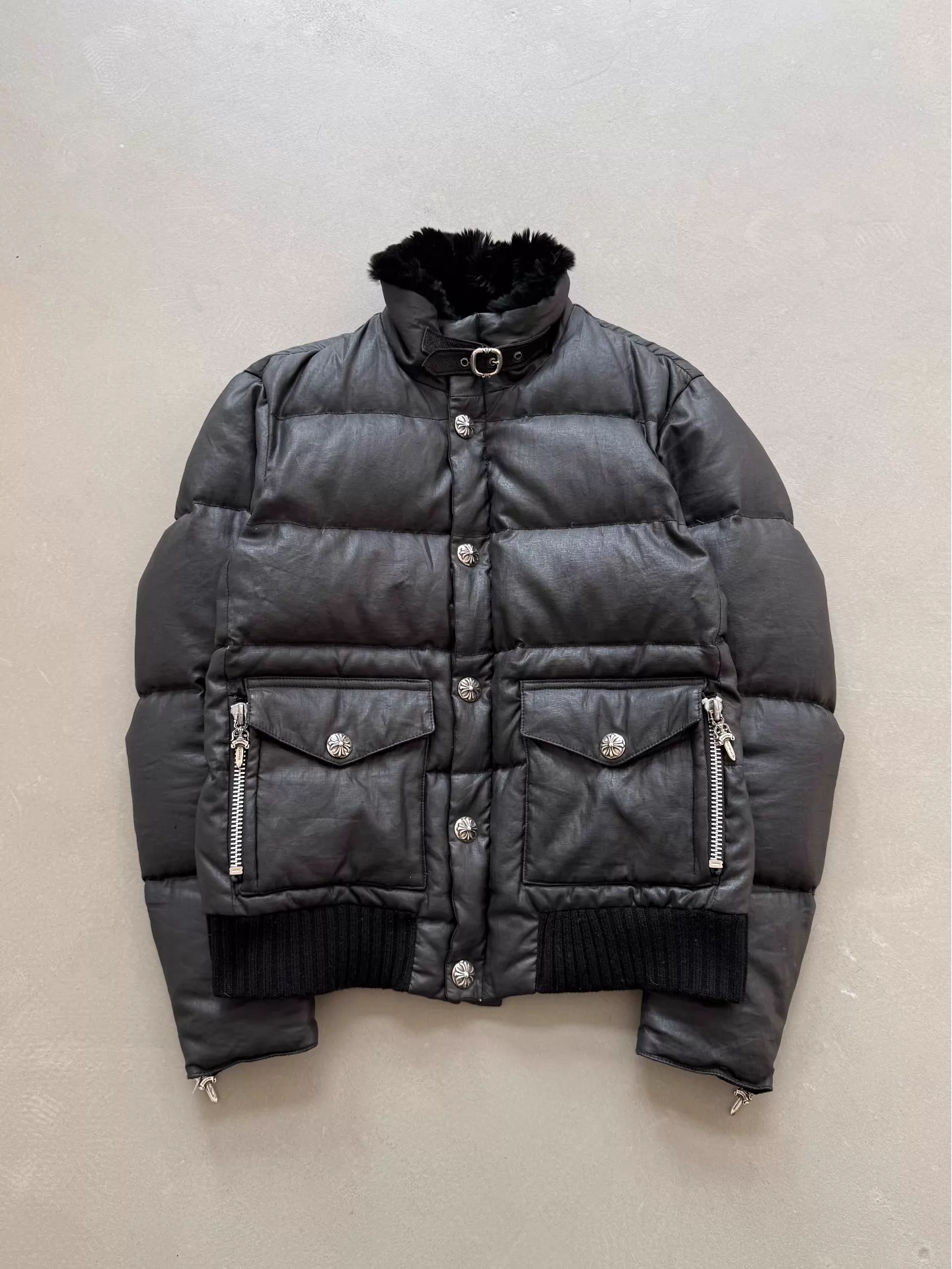 Chrome Hearts Gunslinger Down Jacket with Mink Collar