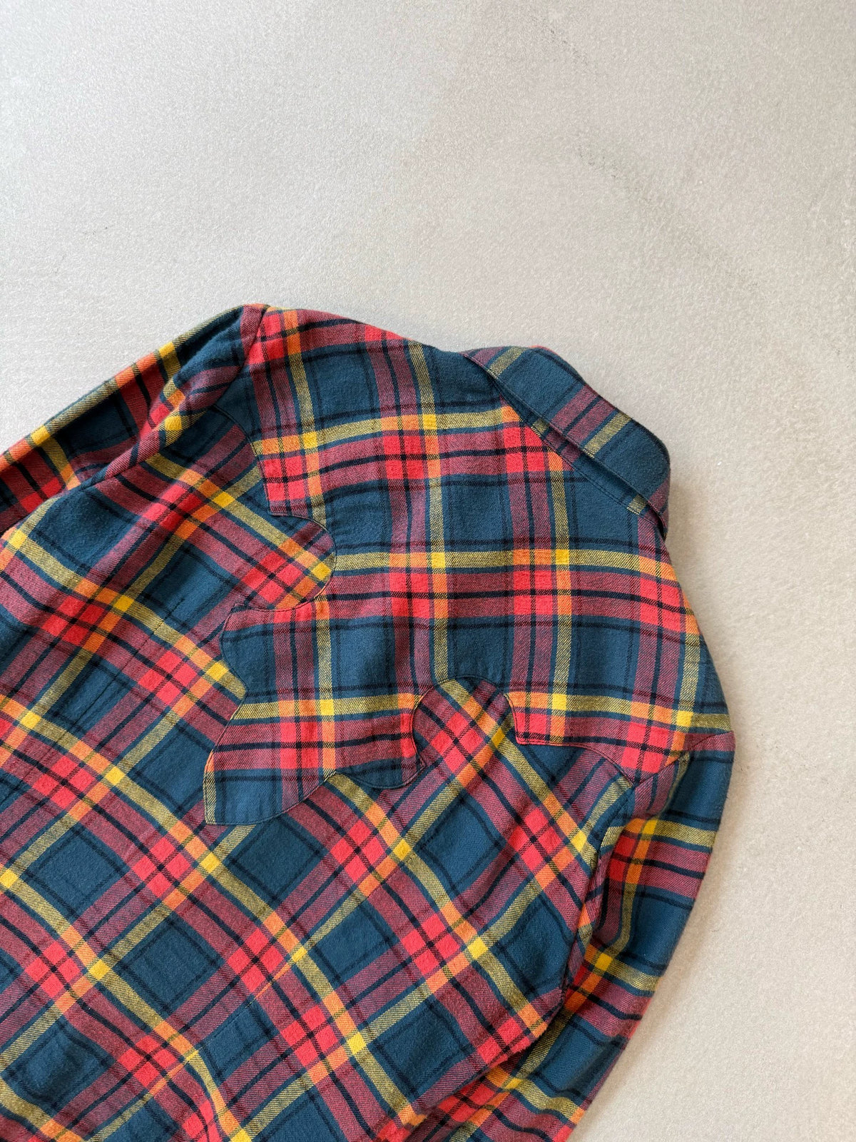 Chrome Hearts Scout Floral Emblem Patchwork Back Fleur Flame-Patterned Plaid Shirt