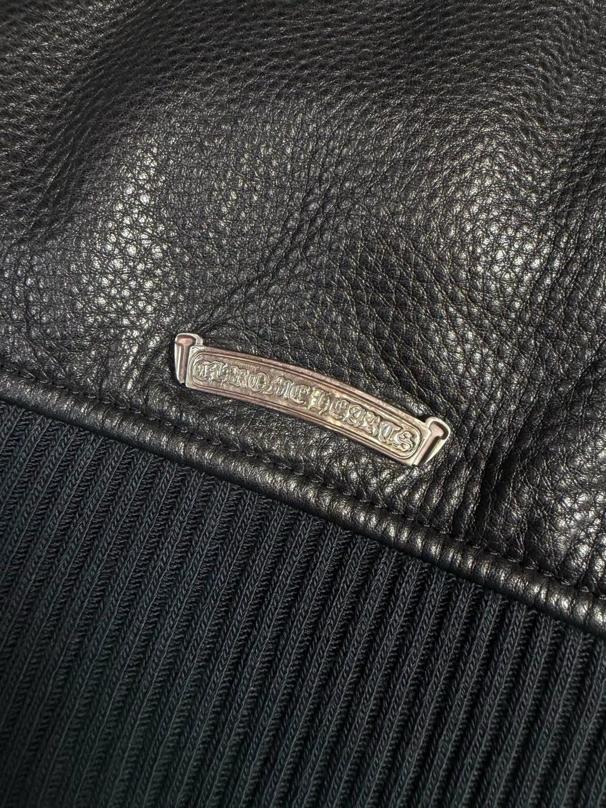 Chrome Hearts leather baseball jacket