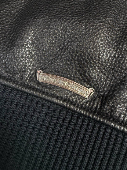 Chrome Hearts leather baseball jacket