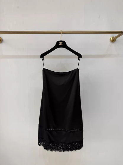 Chanel 25B Satin Midi Skirt