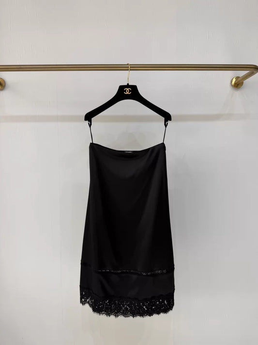 Chanel 25B Satin Midi Skirt