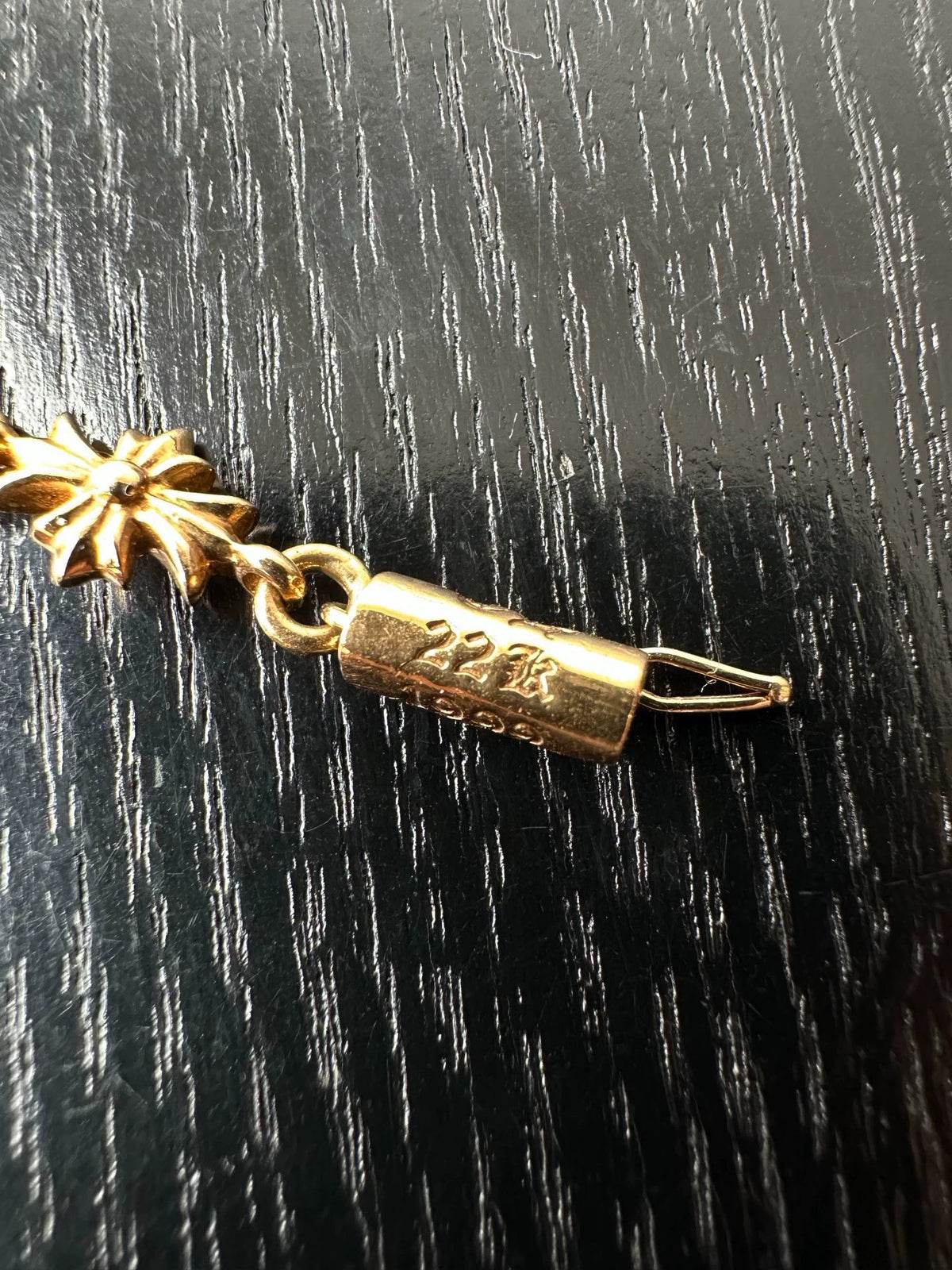 Chrome Hearts 22k Gold Diamond Tiny E Chain Necklace