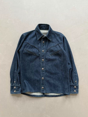 Chrome Hearts Fleur Flame Denim Shirt with Silver Button