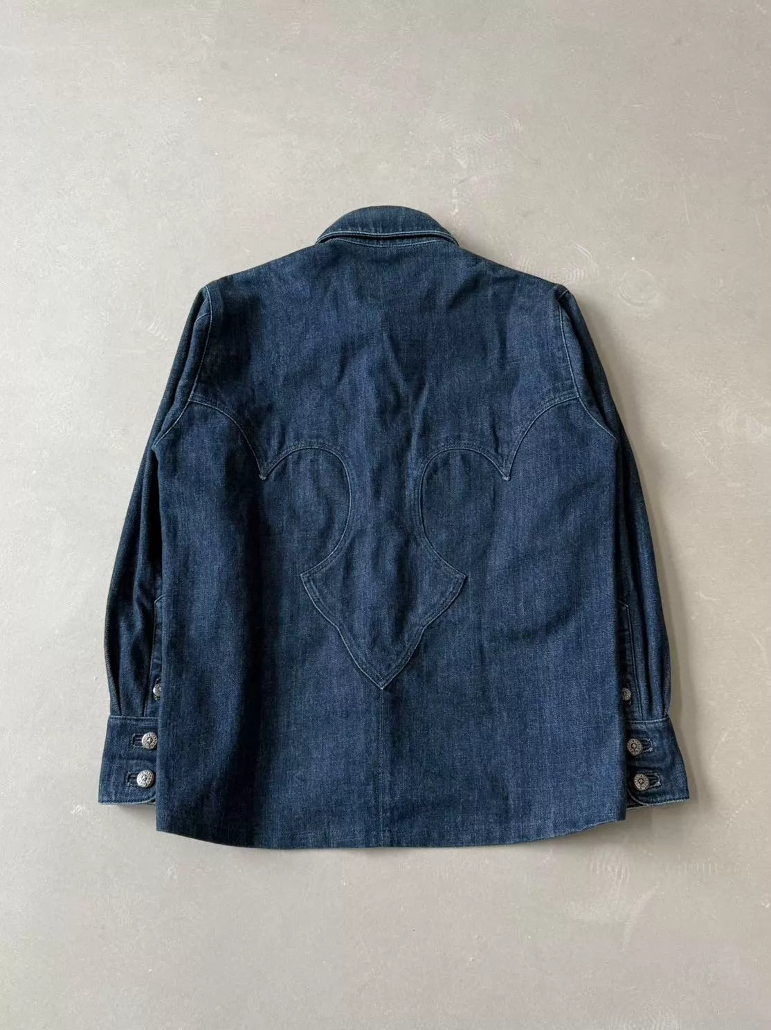 Chrome Hearts Fleur Flame Denim Shirt with Silver Button