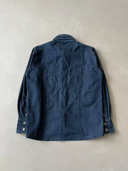 Chrome Hearts Fleur Flame Denim Shirt with Silver Button