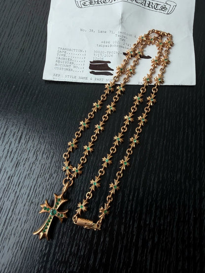 Chrome Hearts 22k gold emerald Necklace