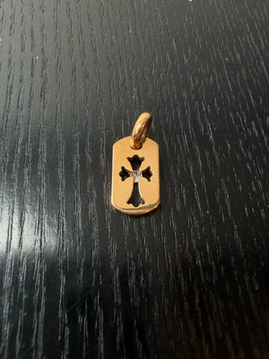 Chrome Hearts 22k gold diamond dog tag pendant