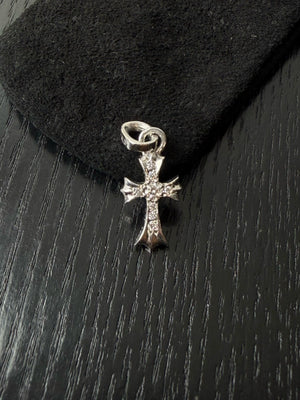 Chrome Hearts 18k white gold and diamond babyfat cross pendant