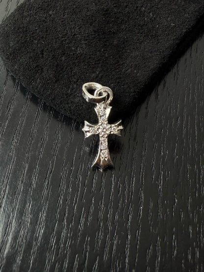 Chrome Hearts 18k white gold and diamond babyfat cross pendant