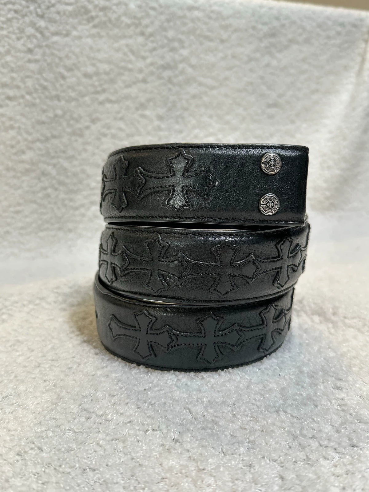 Chrome Hearts black leather Belt