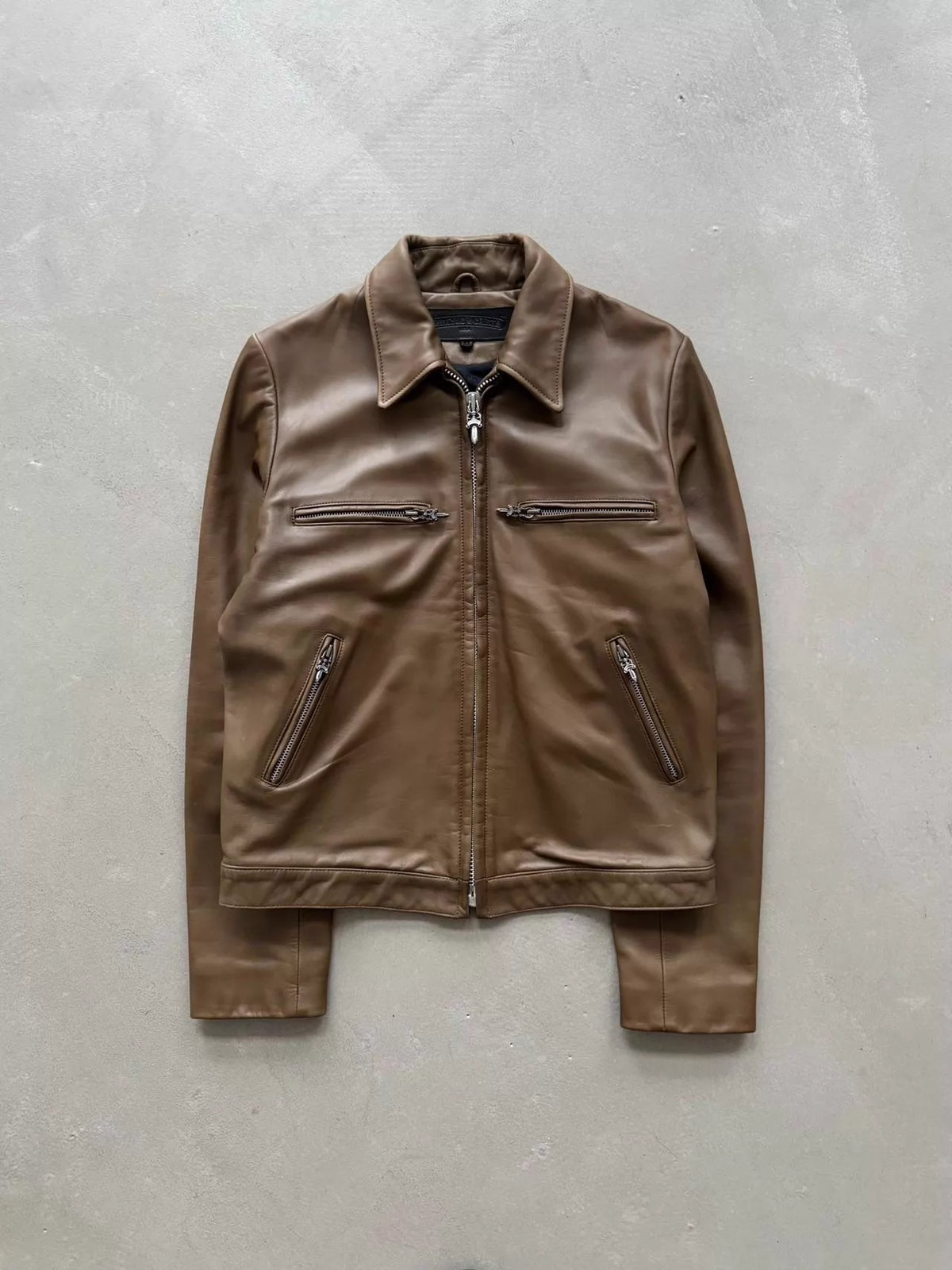 Chrome Hearts Fleur Flame-Patterned Zipper Leather Jacket