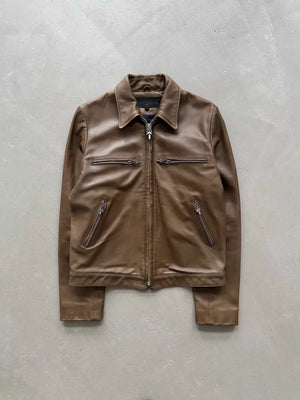 Chrome Hearts Fleur Flame-Patterned Zipper Leather Jacket