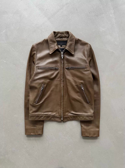Chrome Hearts Fleur Flame-Patterned Zipper Leather Jacket