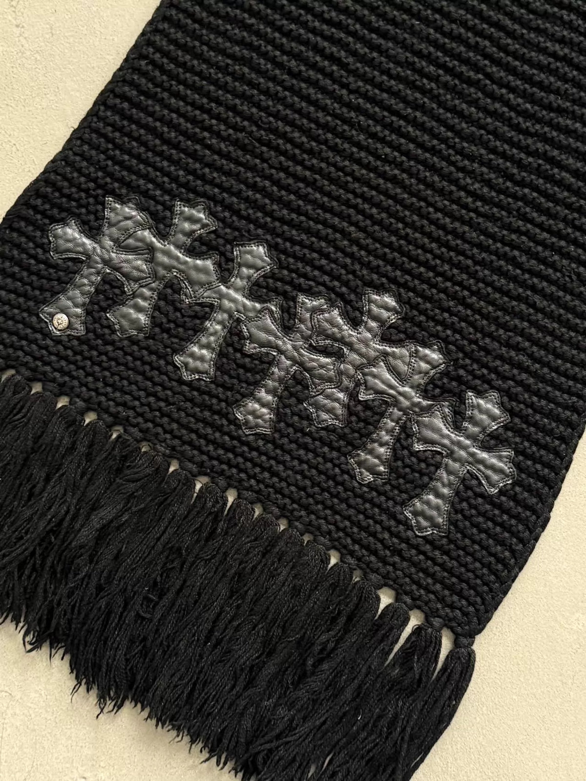 Chrome Hearts Black Multi-Cross Appliqué Cashmere Scarf