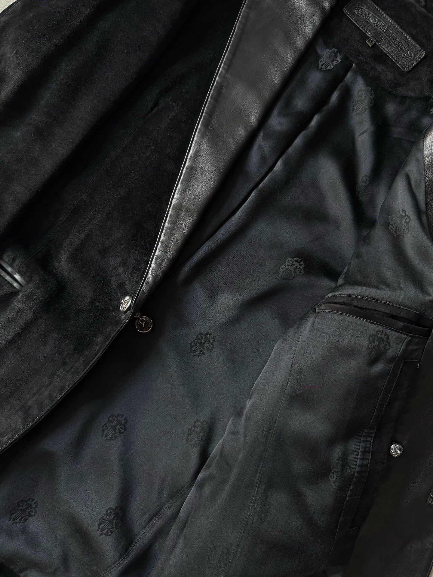 Chrome Hearts Leather Collar Suede Suit Coat