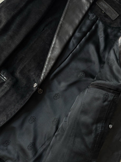 Chrome Hearts Leather Collar Suede Suit Coat