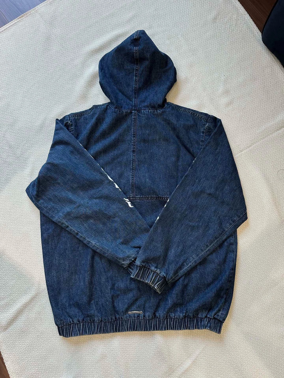Chrome Hearts blue denim half-zip hoodie jacket