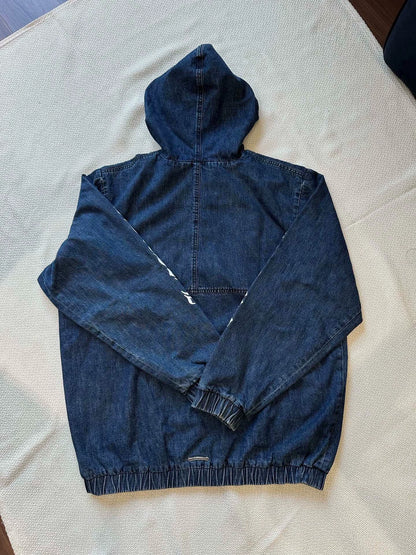 Chrome Hearts blue denim half-zip hoodie jacket