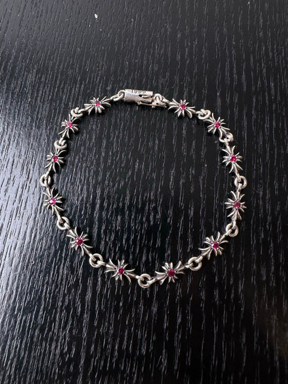 Chrome Hearts Sterling Silver Ruby Tiny Bracelet