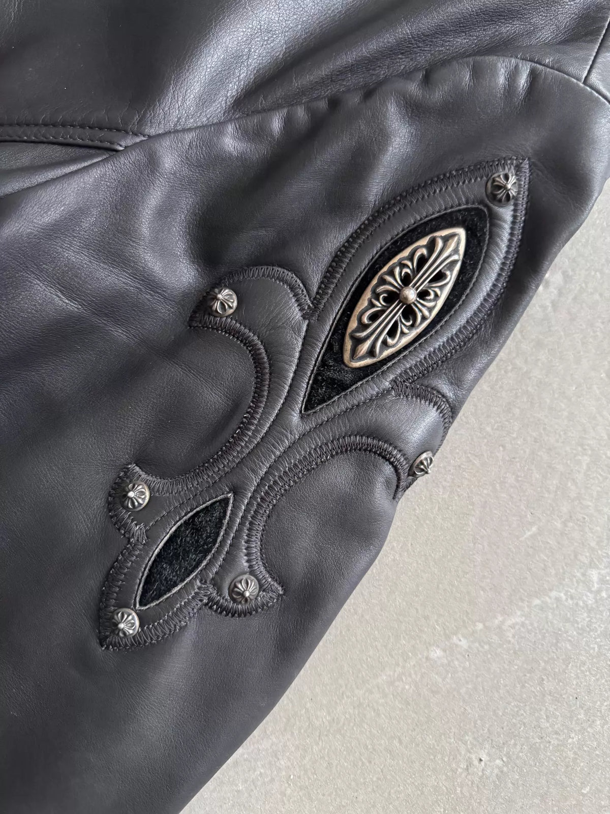 Chrome Hearts Iris Silver Embroidered Racing Motorcycle Jacket