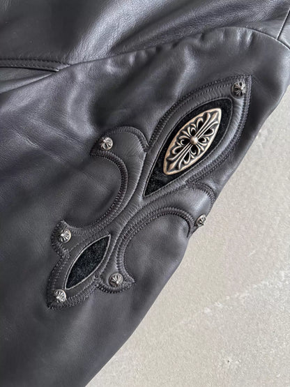 Chrome Hearts Iris Silver Embroidered Racing Motorcycle Jacket