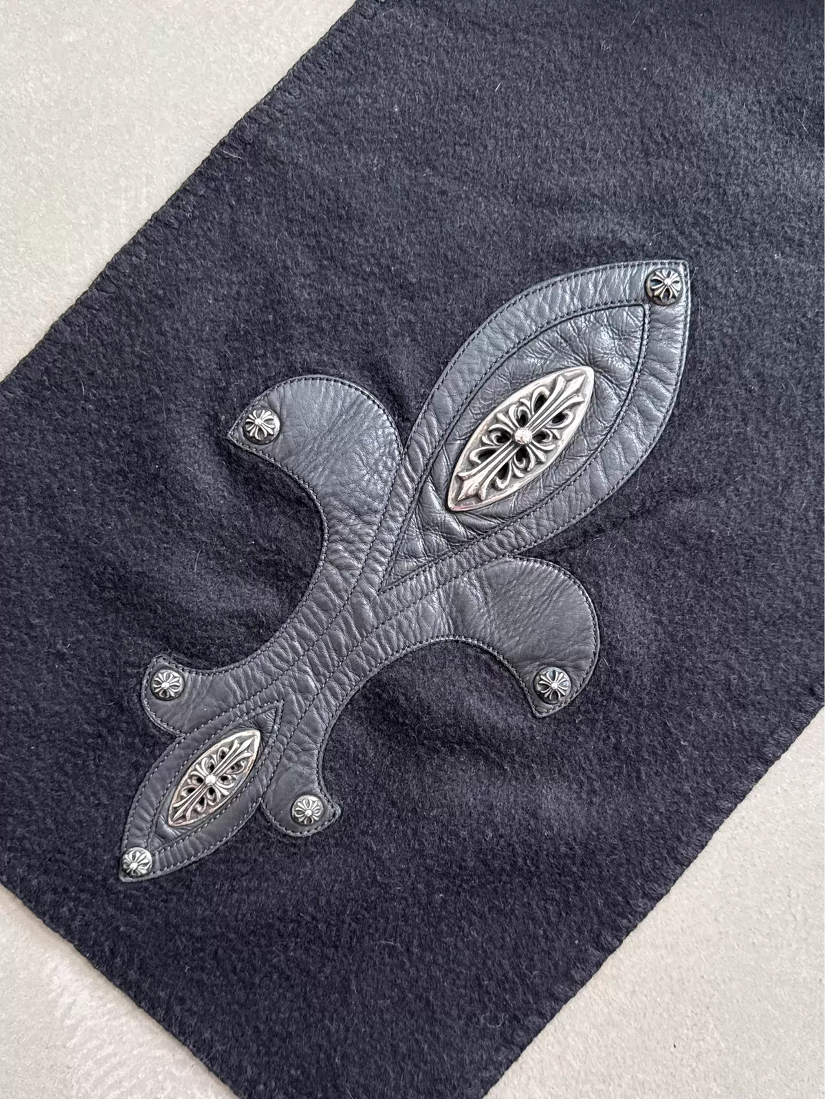 Chrome Hearts Iris Silver Embroidered Cashmere Scarf