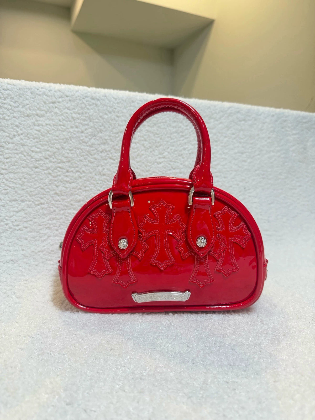 Chrome Hearts limited edition red patent leather mini bowling Bag