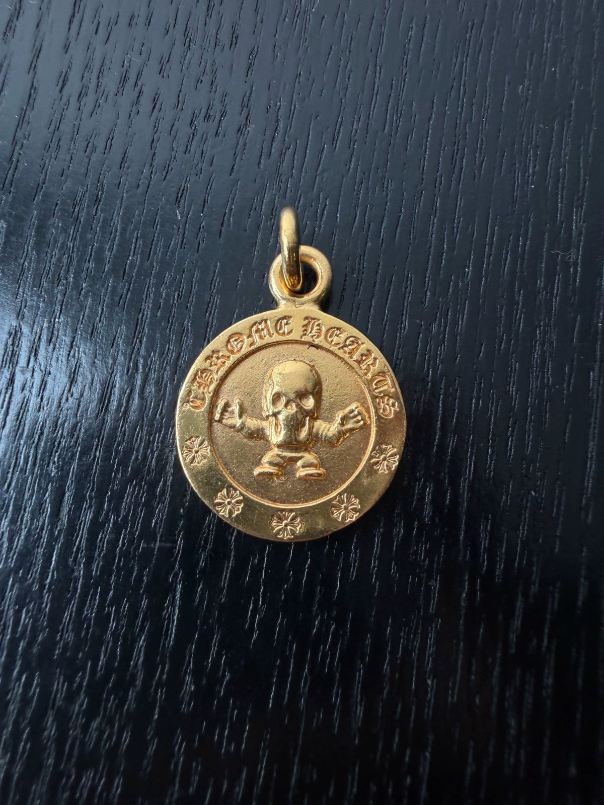 Chrome Hearts 22k gold Foti Harris round pendant