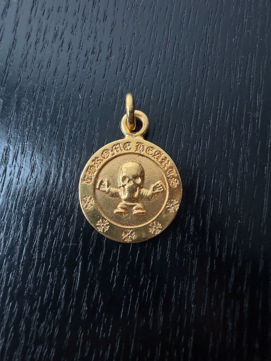 Chrome Hearts 22k gold Foti Harris round pendant