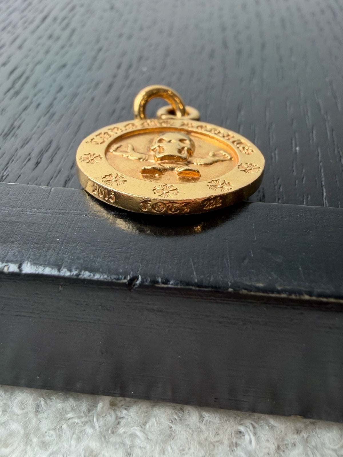 Chrome Hearts 22k gold Foti Harris round pendant