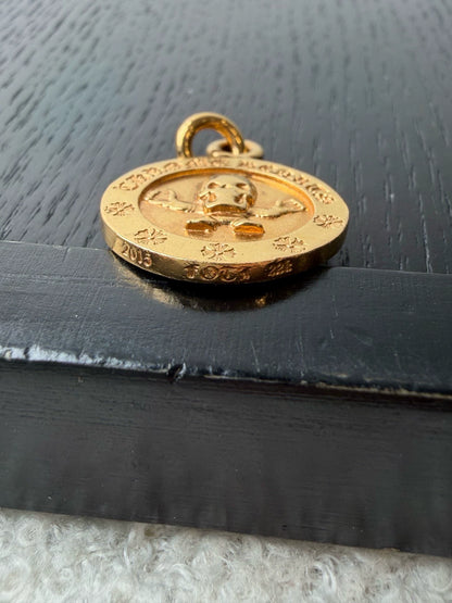Chrome Hearts 22k gold Foti Harris round pendant