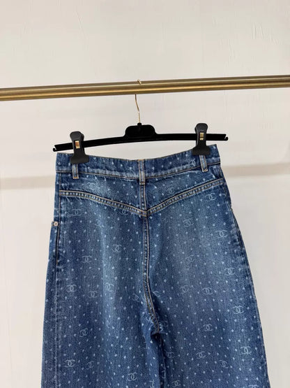 Chanel 23P bleu polka dot jeans