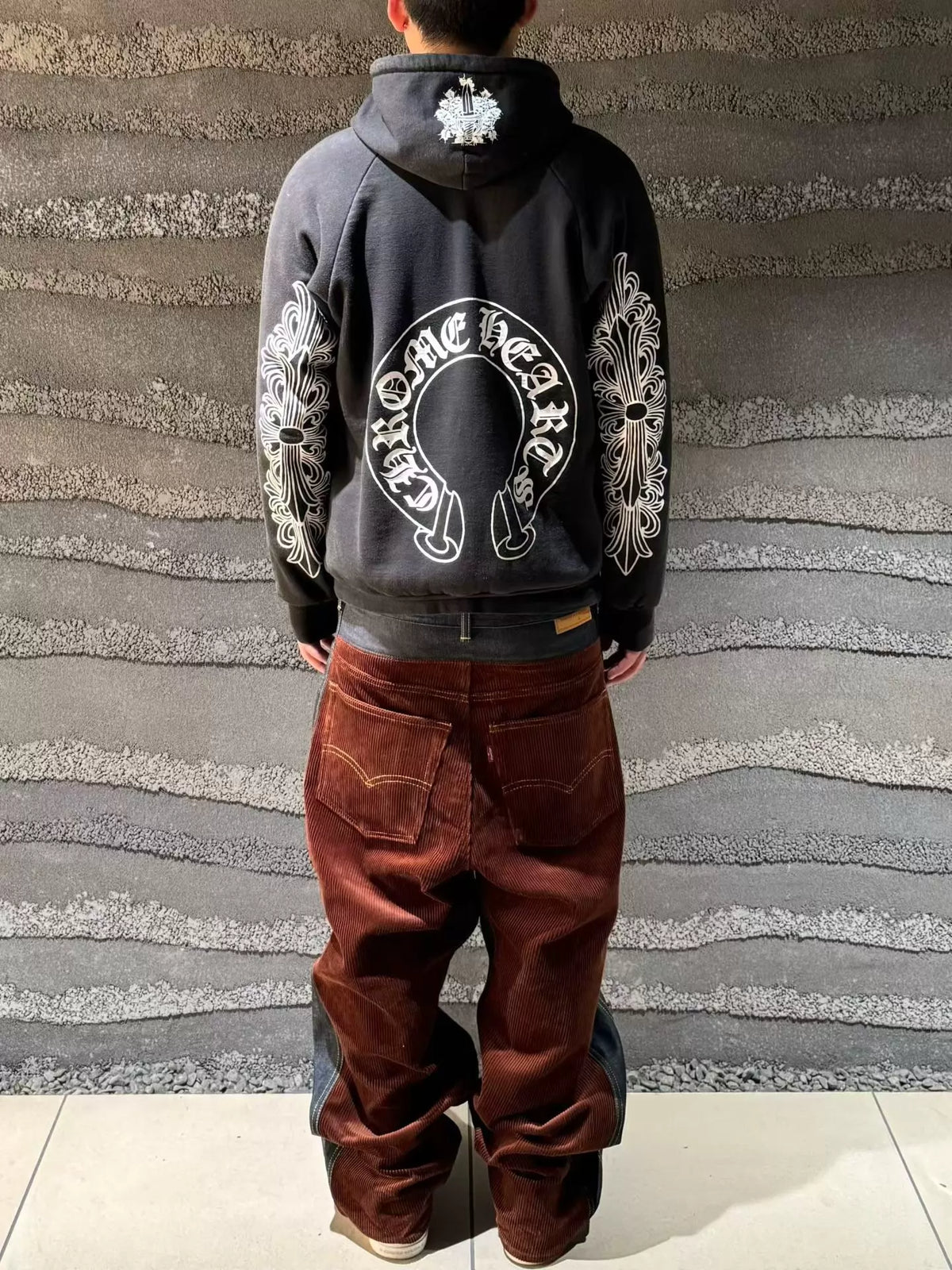 Chrome Hearts floral print hoodie with horseshoe print on the back