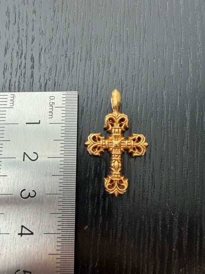 Chrome Hearts 22k Gold Flame Cross Pendant