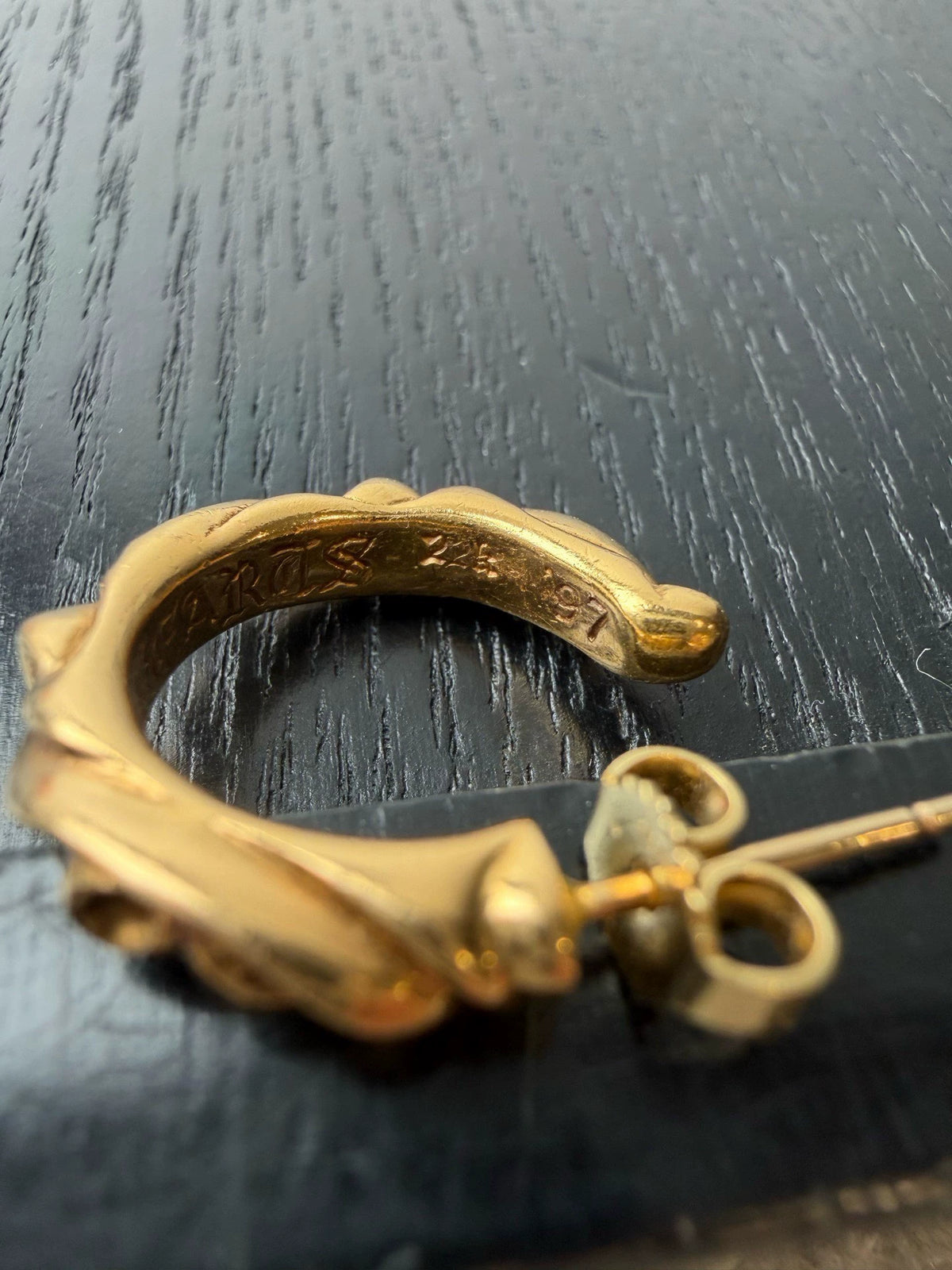 Chrome Hearts 22k Gold SBT Wave Earrings