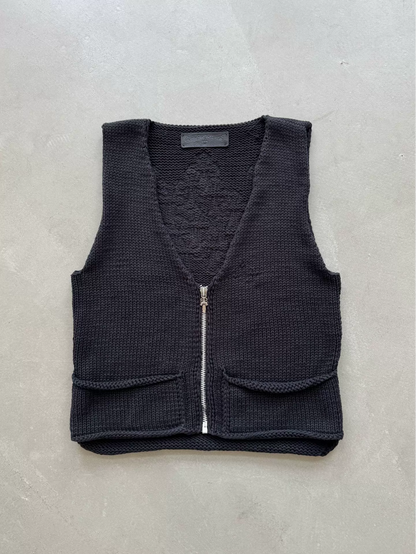 Chrome Hearts Cross-Patterned Wool Knitted Zipper Vest