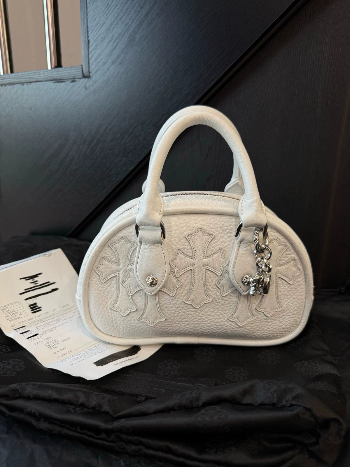 Chrome Hearts white mini bowling Bag