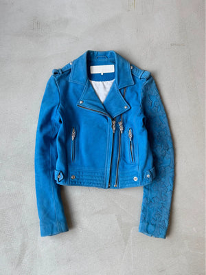 Chrome Hearts Women's 1 of 1 Leather Motorcycle Jacket with Full Cross Patchwork on the Arms