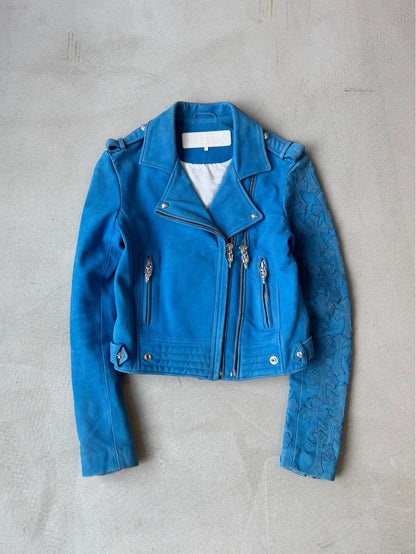 Chrome Hearts Women's 1 of 1 Leather Motorcycle Jacket with Full Cross Patchwork on the Arms