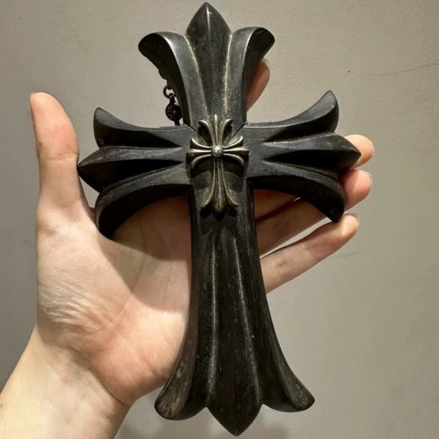 Chrome Hearts Ebony Cross Silver Chain Pendant