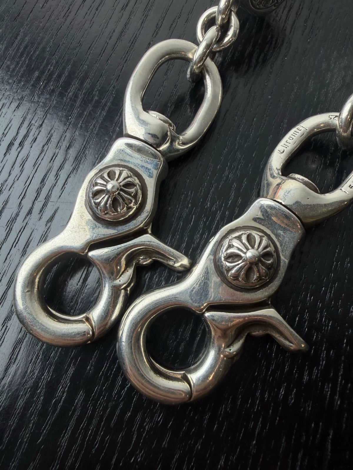 Chrome Hearts Silver Large Dice Double Lobster Buckle Pants Chain