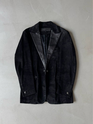 Chrome Hearts Leather Collar Suede Suit Coat