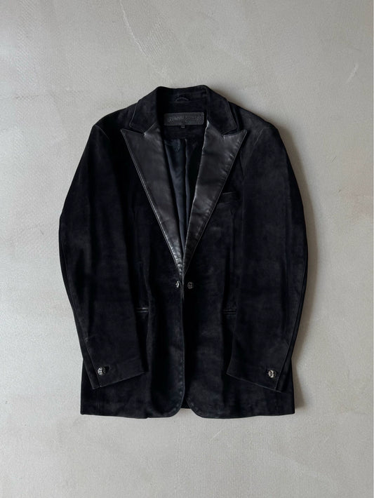 Chrome Hearts Leather Collar Suede Suit Coat