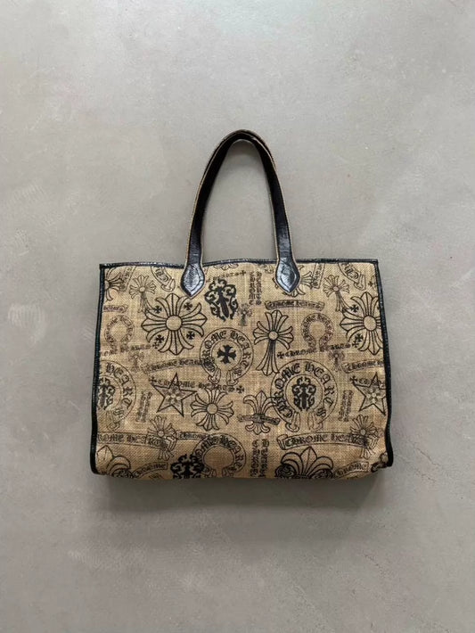 Chrome Hearts Multi-Element Print Woven Beach Tote Bag