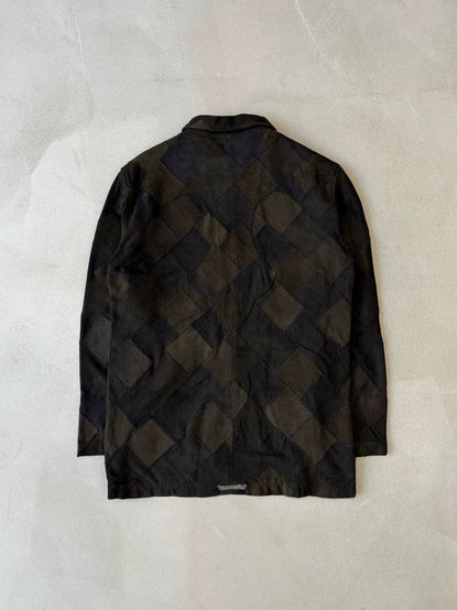 Chrome Hearts Fleur Flame Shirt with Leather Trim